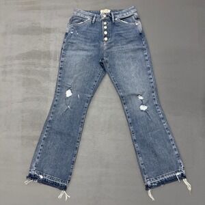 We The Free Free People Jeans Blue Distressed High Rise Button Fly 28